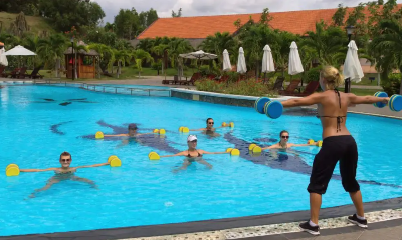 What accessories do water aerobics exercises require?