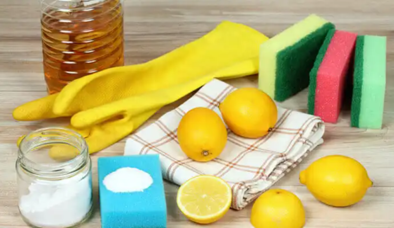 Detergent, lemon, and salt